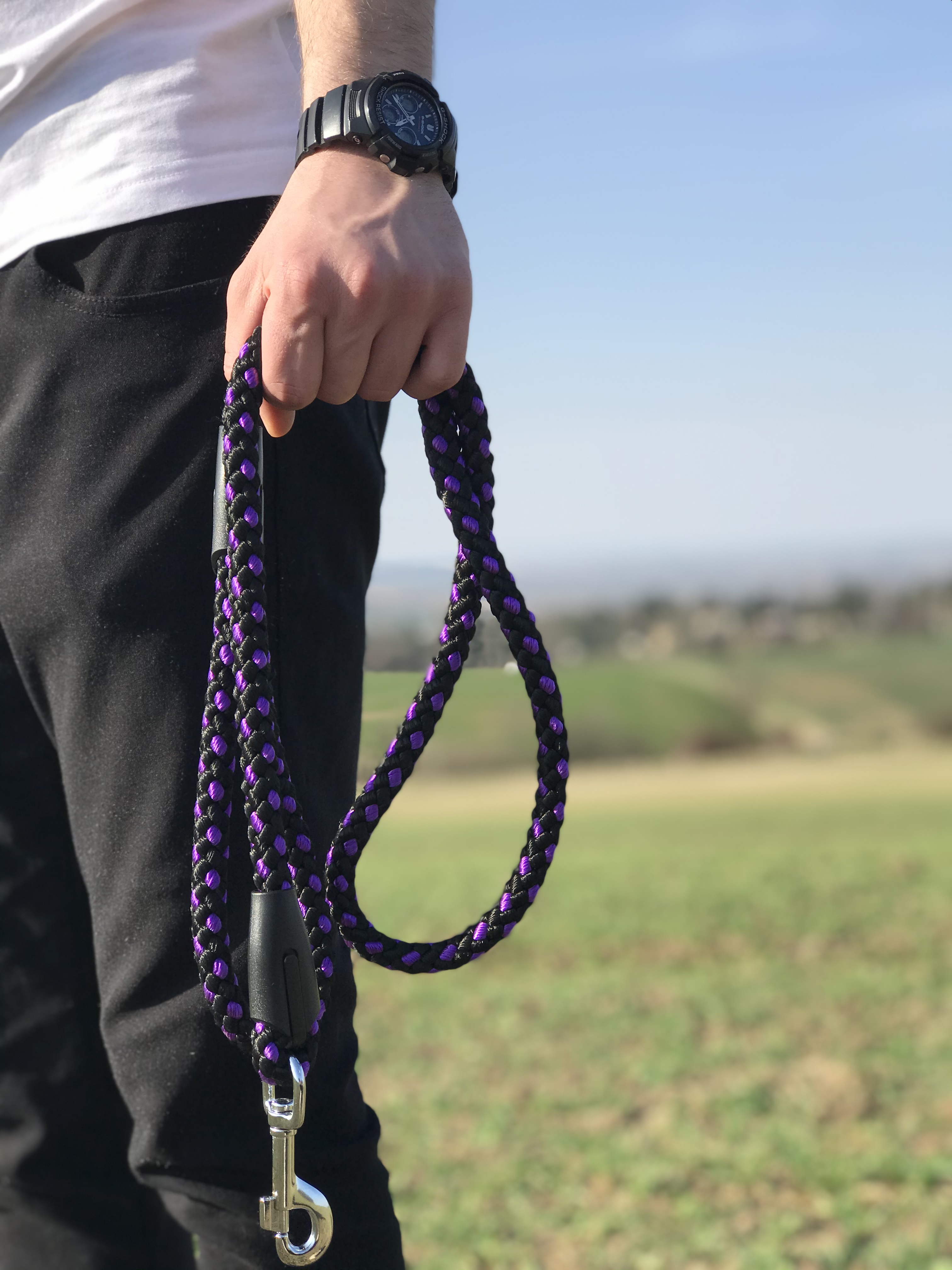 Palkar vodítko pre psov 150 cm x 14 mm čierno-fialová