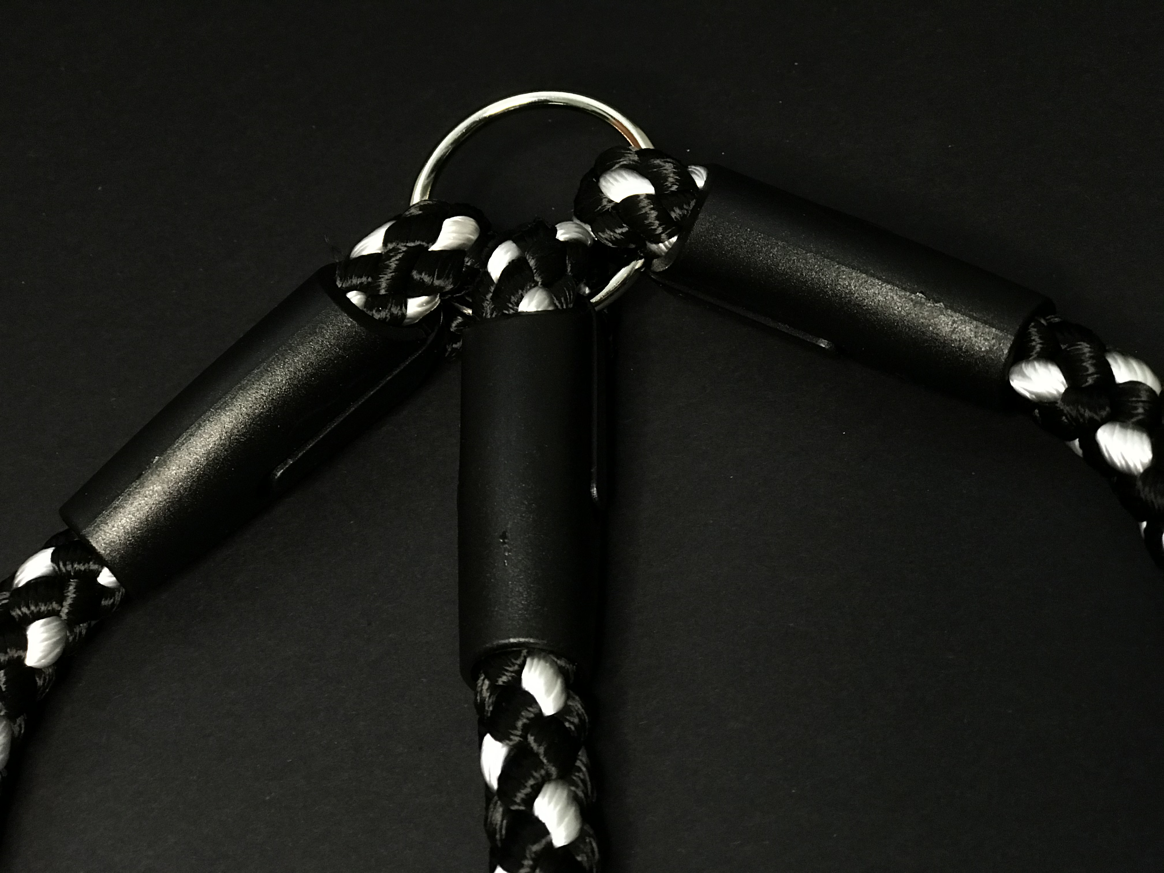 Palkar vodítko roztrojka pre psov 50 cm x 14 mm čierno-biela