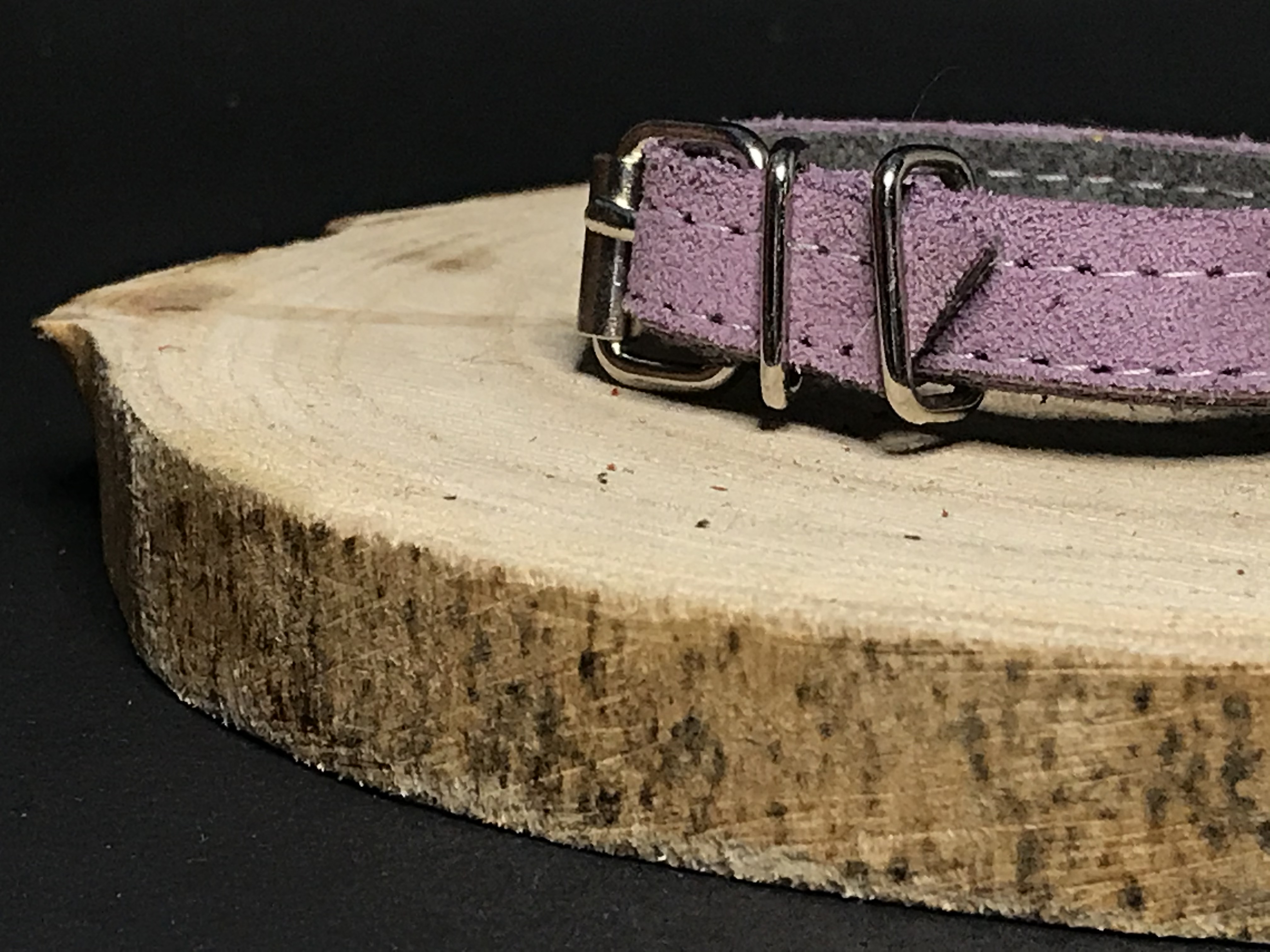 Palkar obojok z velúrovej kože pre psy 20 cm x 12 mm ružová