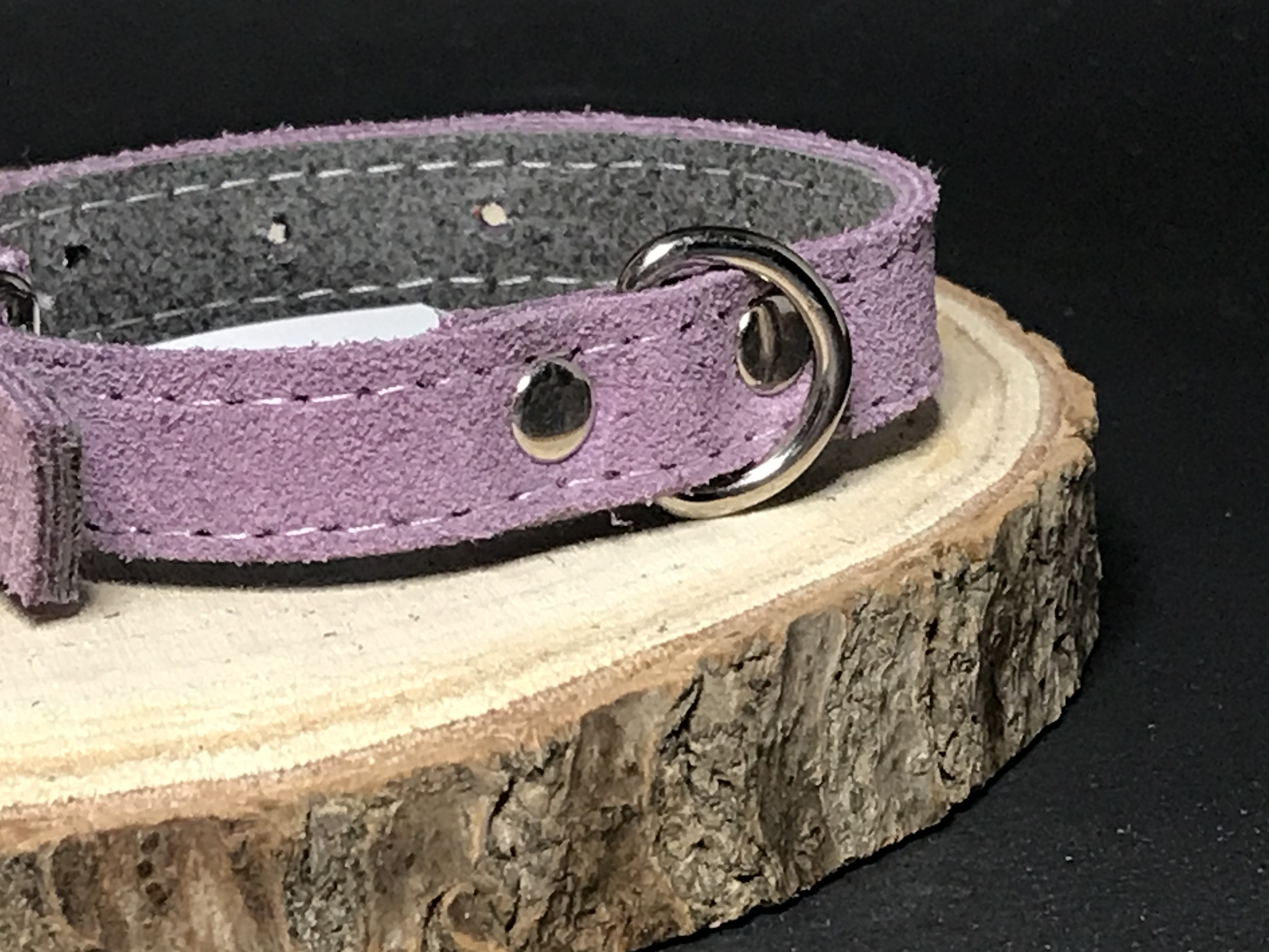 Palkar obojok z velúrovej kože pre psov 25 cm x 14 mm ružová