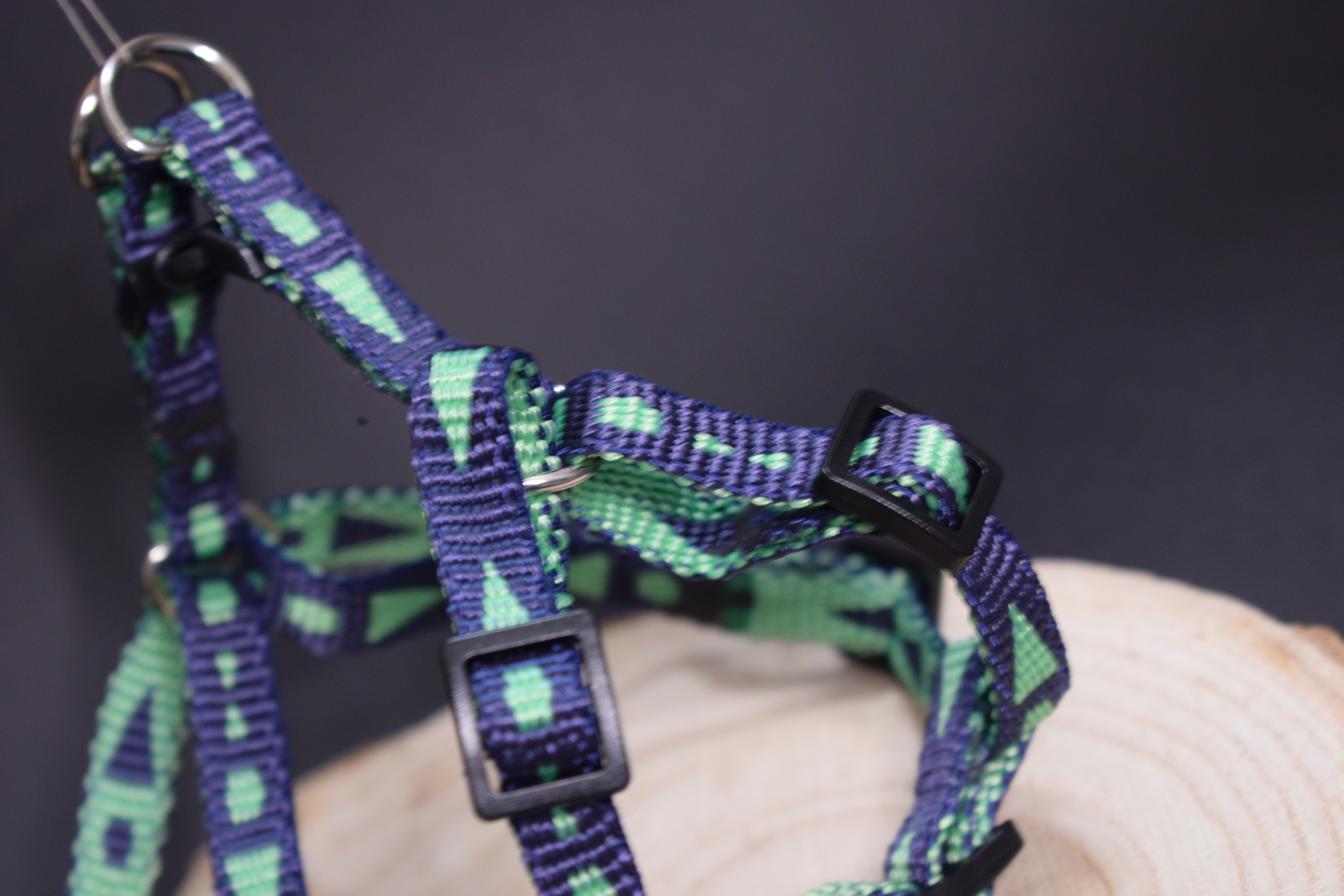 Palkar motýlik postroj pre psov 28 cm - 40 cm veľ. 1 fialovo-zelená s šípkami