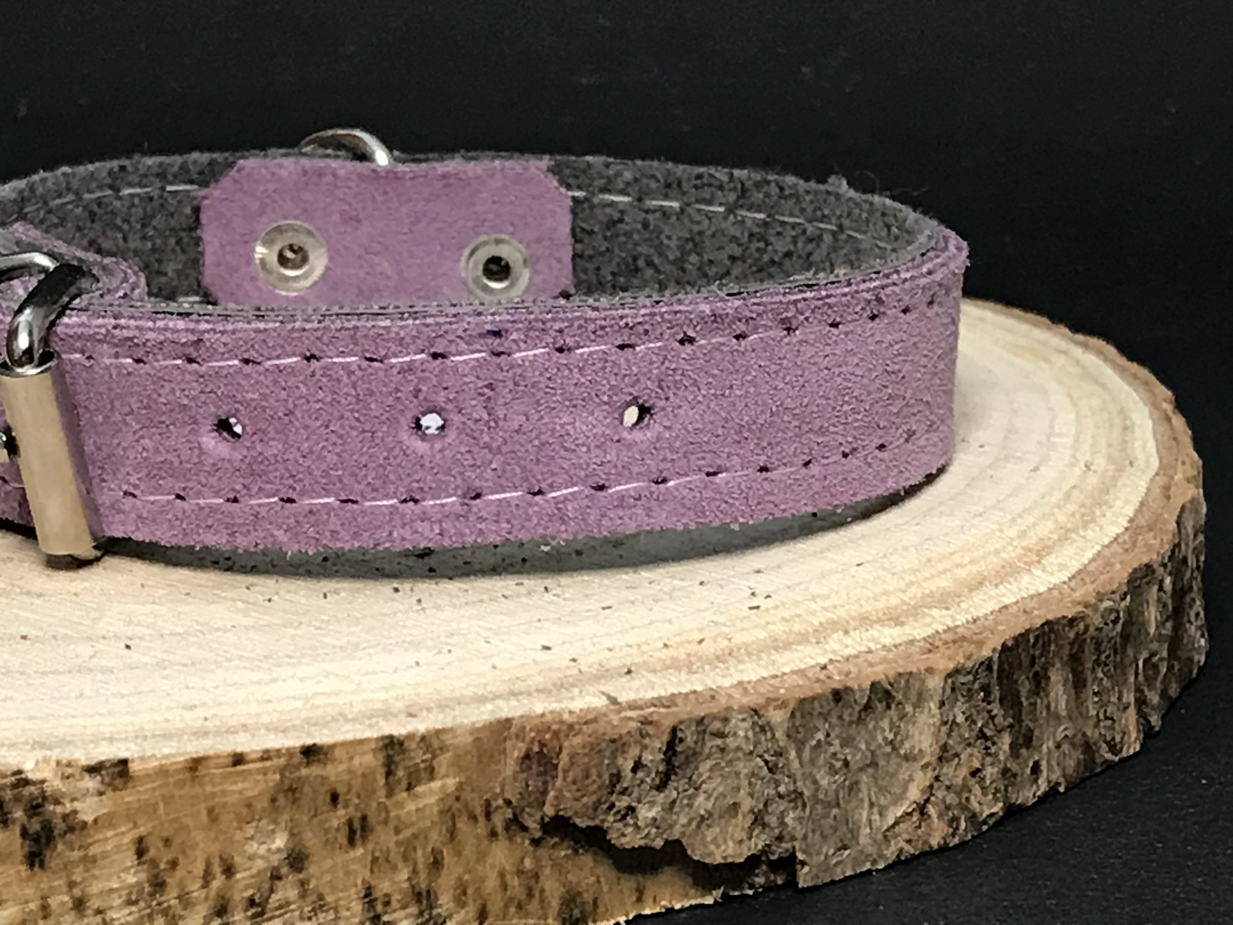 Palkar obojok z velúrovej kože pre psov 30 cm x 16 mm ružová