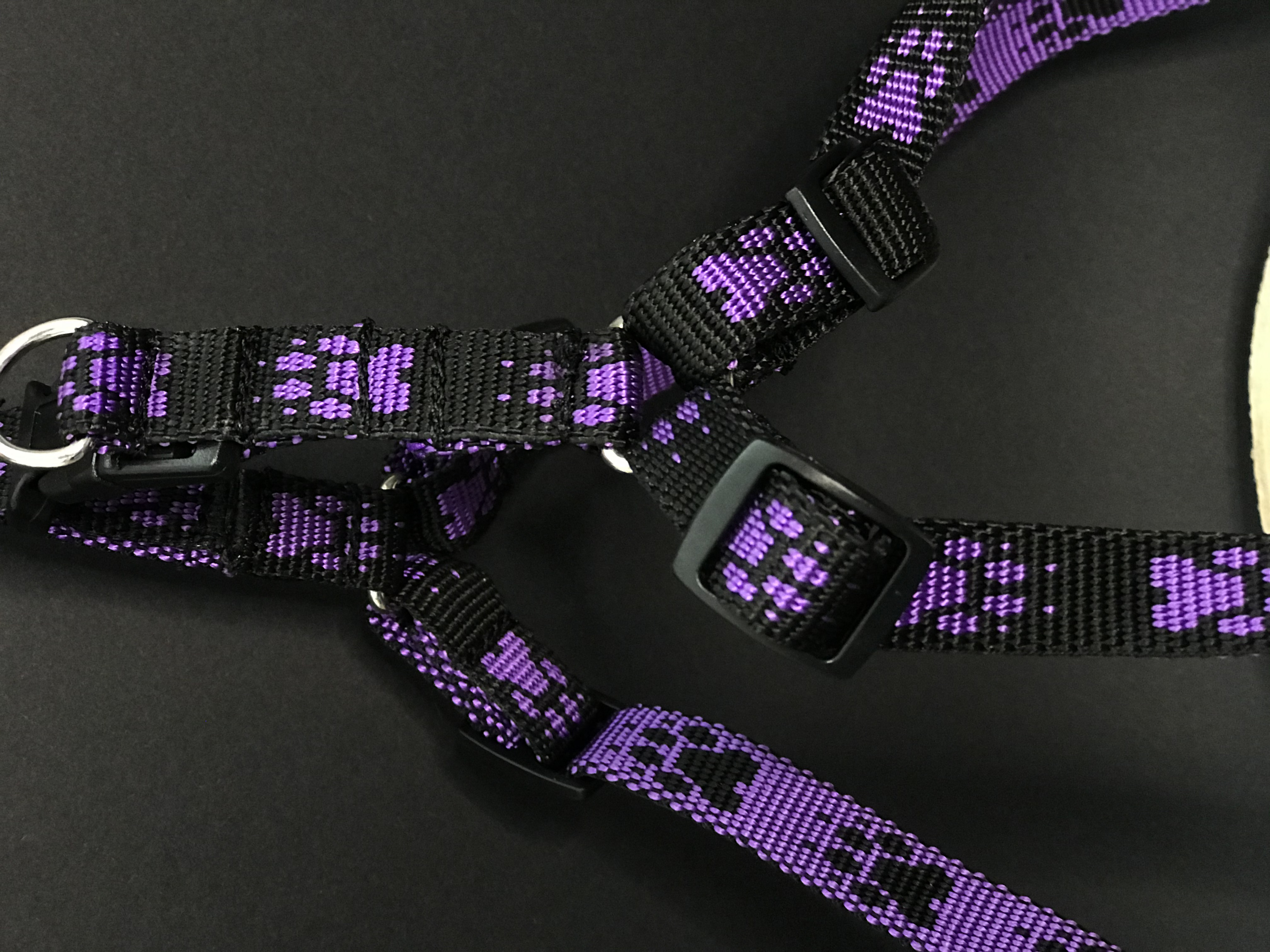 Palkar motýlik postroj pre psov 44 cm - 62 cm veľ. 2 čierno-fialová s labkami