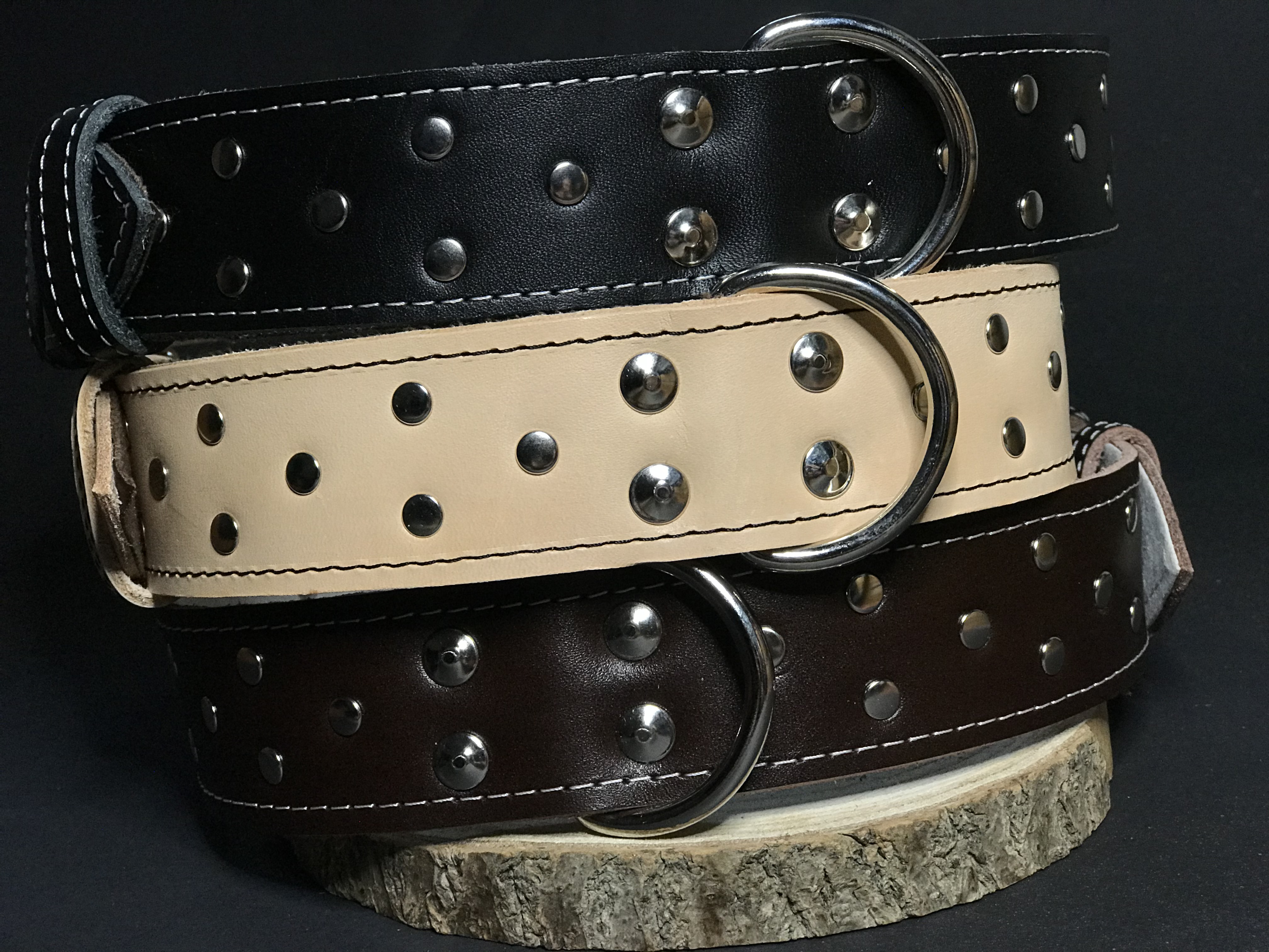 Palkar zdobený obojok z kože hladenice pre psov 75 cm x 40 mm hnedý