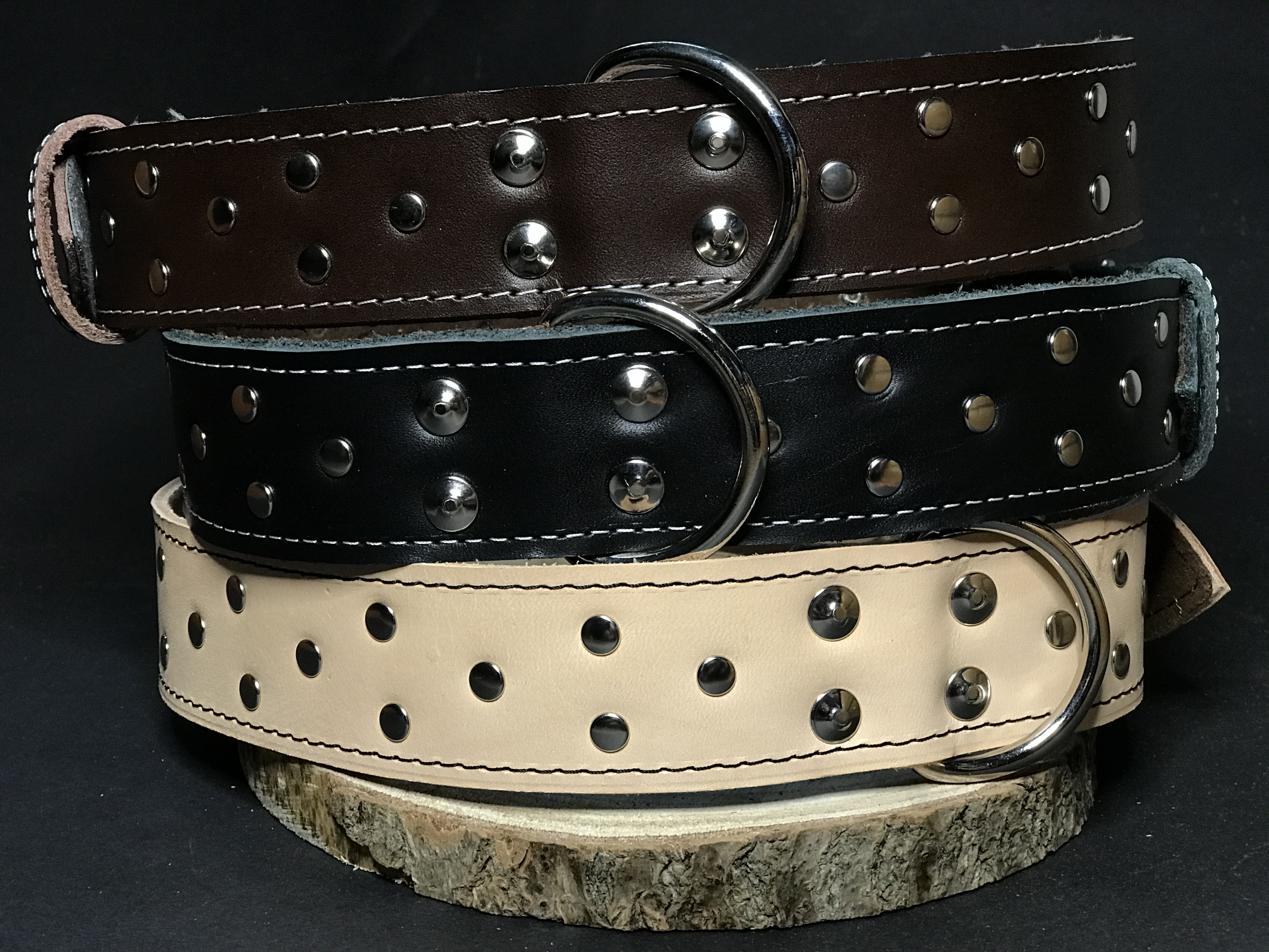 Palkar zdobený obojok z kože hladenice pre psov 80 cm x 40 mm prírodný