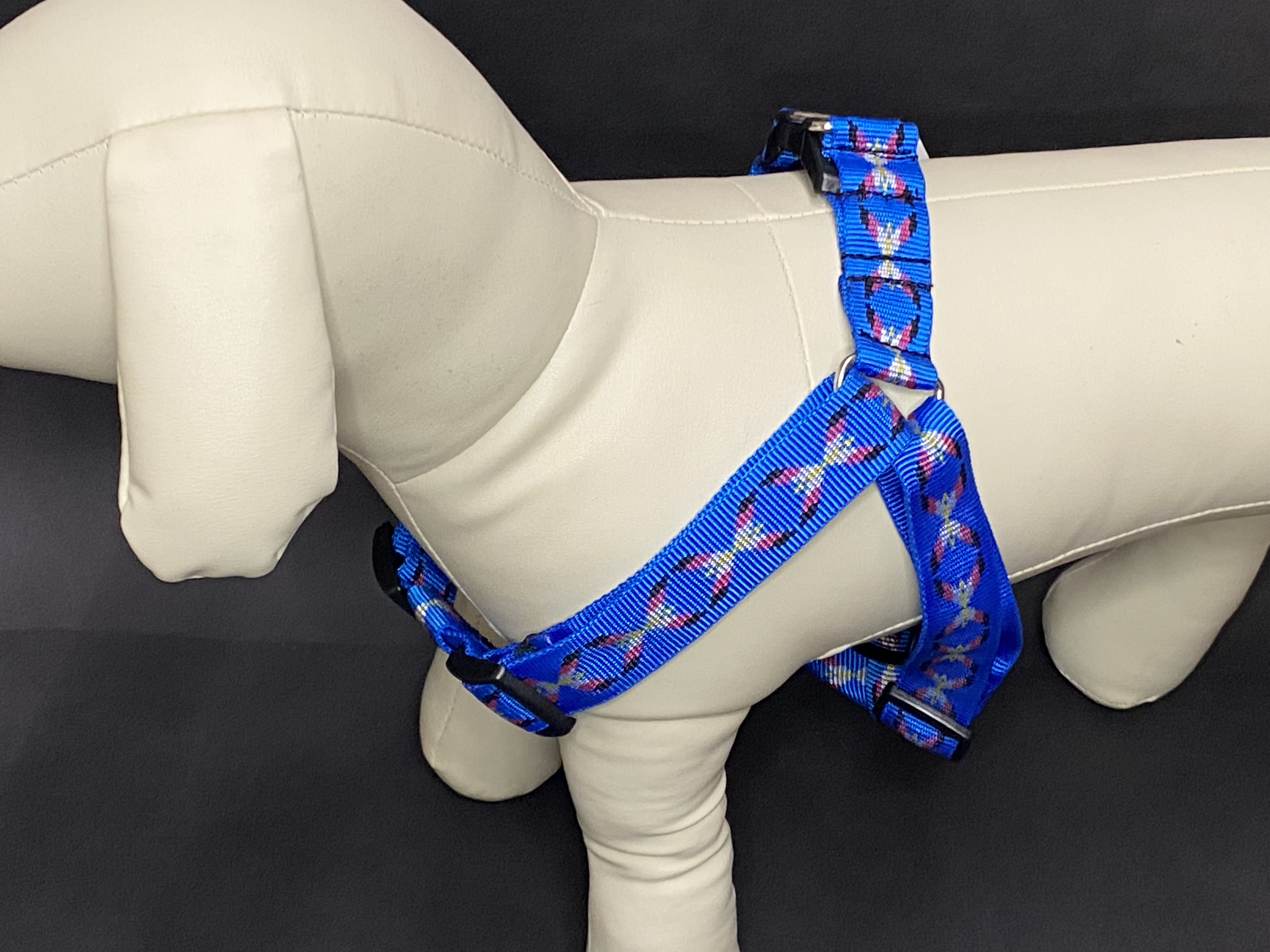 Palkar motýlik postroj pre psov 48 cm - 72 cm veľ. 4 modrá s indiánom