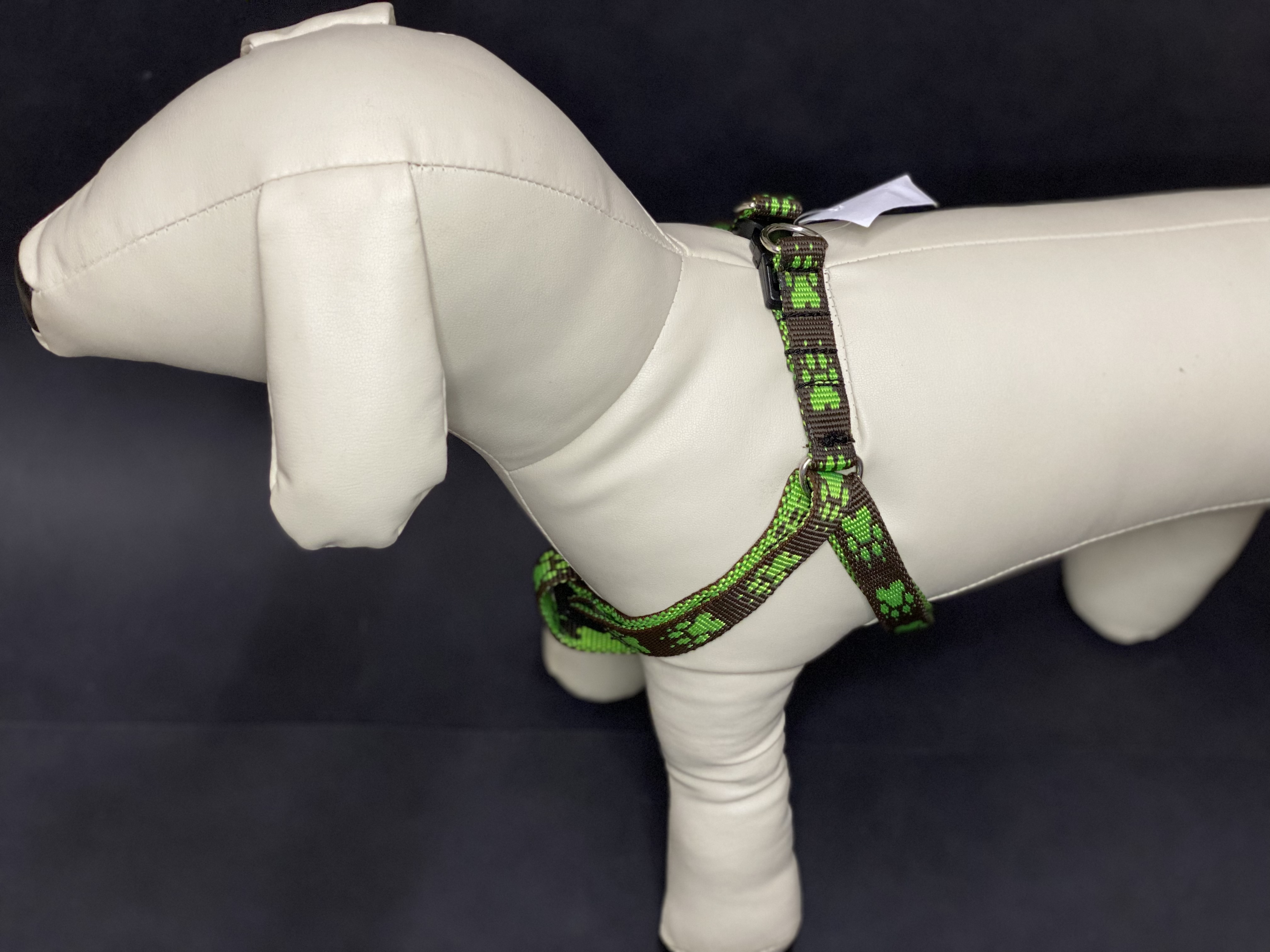 Palkar motýlik postroj pre psov 44 cm - 62 cm veľ. 2 hnedo-zelená s labkami