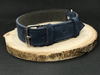 Palkar obojok z velúrovej kože pre psov 50 cm x 30 mm modrá