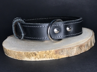 Palkar obojok z kože hladenice pre psov 50 cm x 30 mm čierny