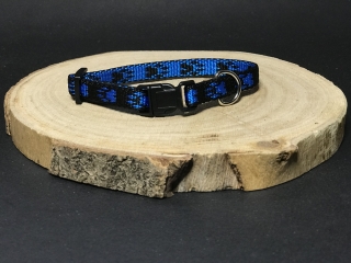  Palkar obojok z popruhu pre psov 25 cm x 10 mm čierno-modrá s labkami