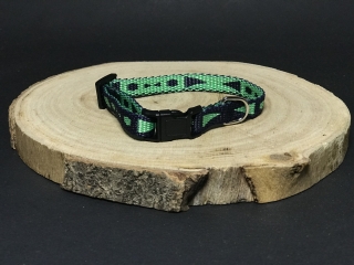 Palkar obojok z popruhu pre psov 25 cm x 10 mm modro-zelená s šípkami