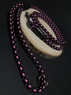 Palkar vodítko pre psov 150 cm x 8 mm čierno-ružová