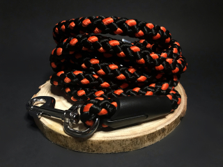 Palkar prepínacie vodítko pre psov 250 cm x 14 mm čierno-oranžová