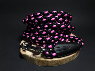 Palkar prepínacie vodítko pre psov 250 cm x 14 mm čierno-ružová