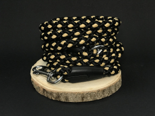 Palkar prepínacie vodítko pre psov 250 cm x 14 mm čierno-béžová