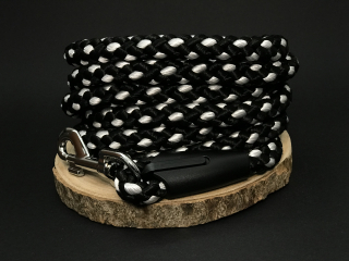 Palkar prepínacie vodítko pre psov 250 cm x 14 mm čierno-biela