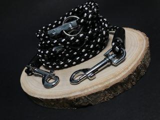 Palkar prepínacie vodítko pre psov 250 cm x 8 mm čierno-biela