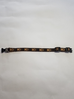 Palkar obojok z popruhu pre psov 35 cm x 16 mm hnedá s labkami