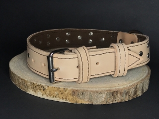 Palkar zdobený obojok z kože hladenice pre psov 60 cm x 30 mm prírodný