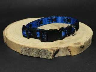  Palkar obojok z popruhu pre psov 35 cm x 16 mm čierno-modrá s labkami