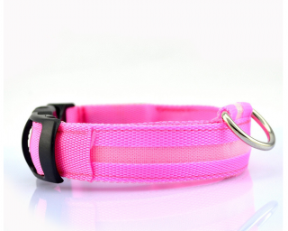 Palkar svietiaci obojok z popruhu pre psov 18-27 cm x 15 mm ružová