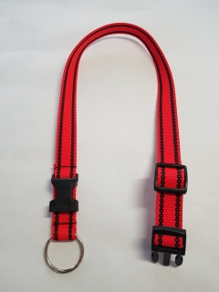 Palkar obojok z popruhu pre psov 65 cm x 25 mm červená s páskami