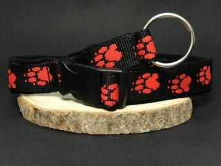 Palkar podšitý obojok z popruhu pre psov 65 cm x 25 mm čierno-červená s labkami