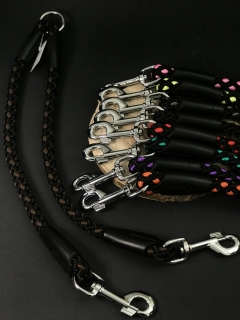 Palkar vodítko rozdvojka pre psov 50 cm x 14 mm čierno-šedá