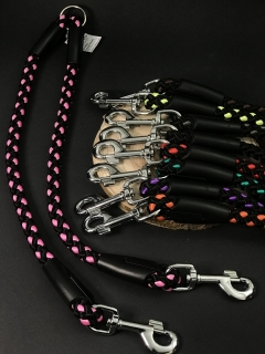 Palkar vodítko rozdvojka pre psov 50 cm x 14 mm čierno-ružová