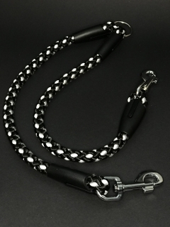 Palkar vodítko rozdvojka pre psov 50 cm x 14 mm čierno-biela