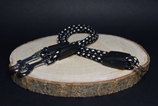 Palkar vodítko rozdvojka pre psov 40 cm x 8 mm čierno-biela