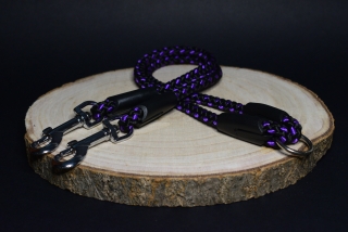 Palkar vodítko rozdvojka pre psov 40 cm x 8 mm čierno-fialová