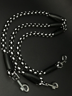 Palkar vodítko roztrojka pre psov 50 cm x 14 mm čierno-biela