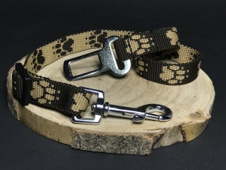 Palkar bezpečnostný pás do auta pre stredne veľké psy 55 cm x 20 mm hnedá s labkami