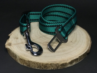 Palkar bezpečnostný pás do auta pre veľké psy 65 cm x 25 mm tmavo-zelená s páskami