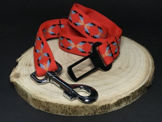 Palkar bezpečnostný pás do auta pre veľké psy 65 cm x 25 mm červená s idnianom