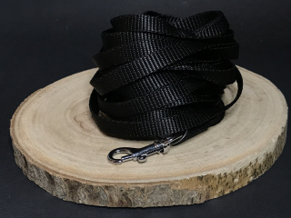 Palkar vodítko stopovacie z popruhu pre psov 5 m x 10 mm čierna