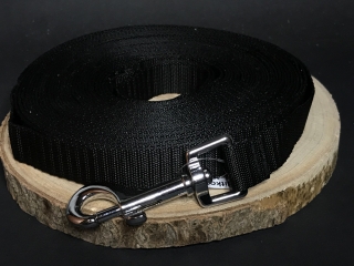 Palkar vodítko stopovacie z popruhu pre psov 10 m x 20 mm čierna