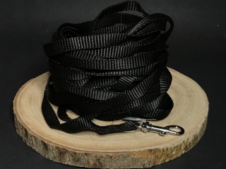 Palkar vodítko stopovacie z popruhu pre psov 15 m x 10 mm čierna