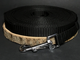 Palkar vodítko stopovacie z popruhu pre psov 15 m x 20 mm čierna