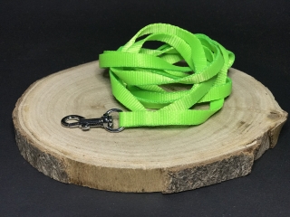 Palkar vodítko z popruhu pre psov 150 cm x 10 mm fosforovo-zelená