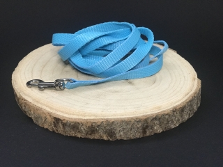 Palkar vodítko z popruhu pre psov 150 cm x 10 mm svetlo-modrá