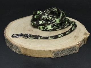 Palkar vodítko z popruhu pre psov 150 cm x 10 mm hnedo-žltá s labkami