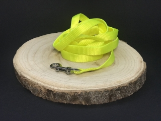 Palkar vodítko z popruhu pre psov 150 cm x 10 mm neónovo-žltá