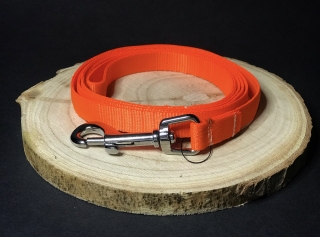 Palkar vodítko z popruhu pre psov 150 cm x 16 mm oranžová
