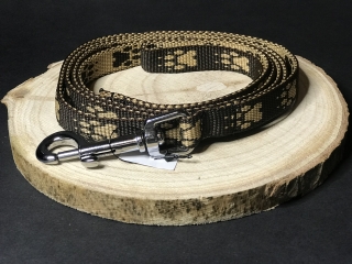 Palkar vodítko z popruhu pre psov 150 cm x 16 mm hnedá s labkami