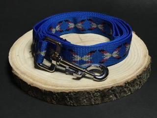 Palkar vodítko z popruhu pre psov 150 cm x 25 mm modrá s indiánom