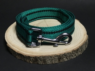 Palkar vodítko z popruhu pre psov 150 cm x 25 mm tmavo-zelená s páskami