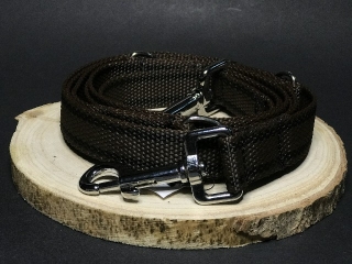 Palkar vodítko prepínacie z popruhu pre psov 250 cm x 25 mm hnedá s páskami