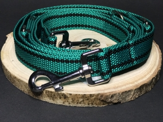 Palkar vodítko prepínacie z popruhu pre psov 250 cm x 25 mm zelená s páskami